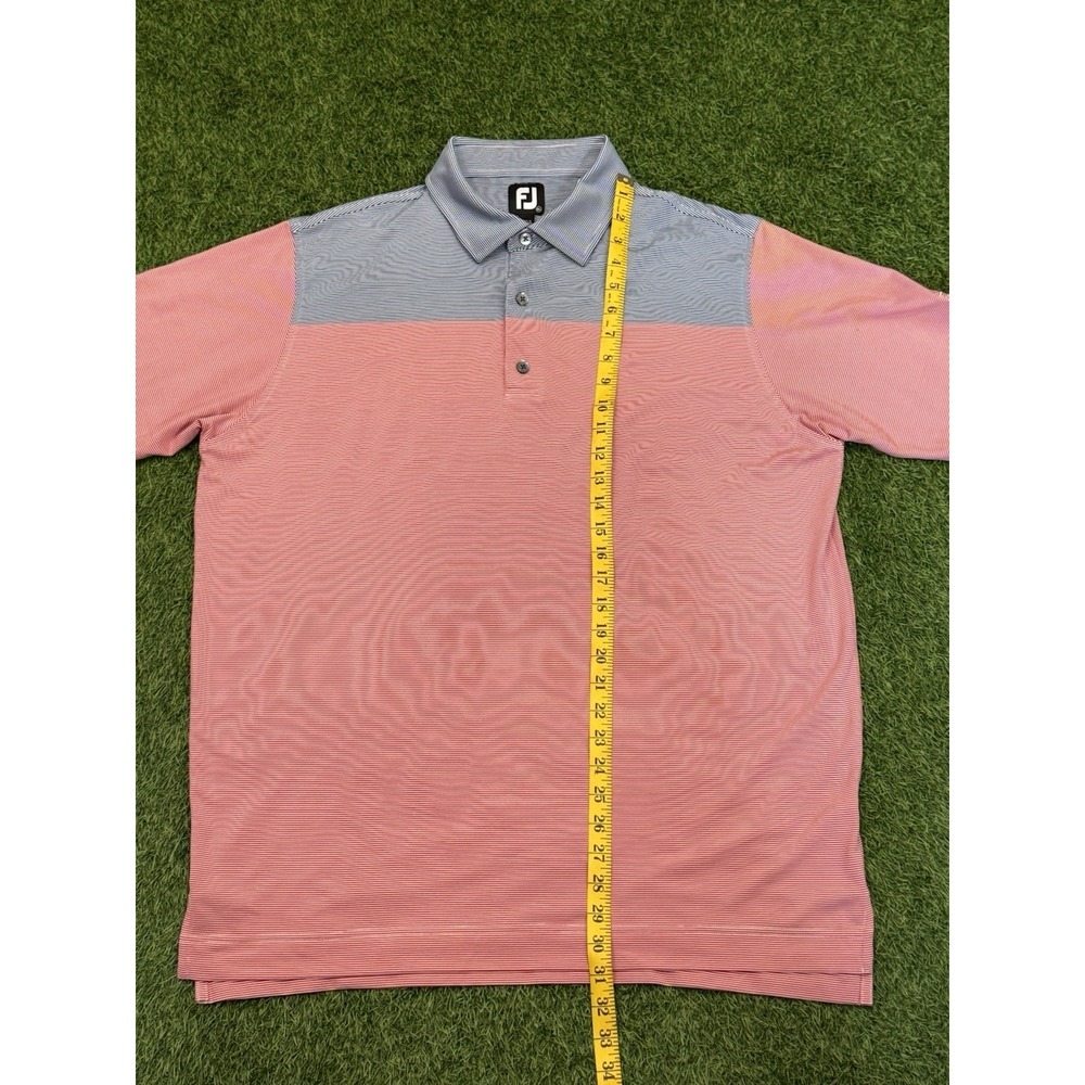 Footjoy Polo Shirt Mens XL Red Blue Striped Golf Stretch Casual Preppy FJ - Picture 9 of 13